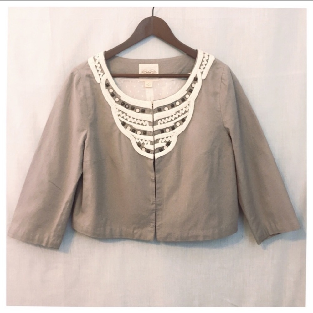 Anthropologie Cidra Embellished Crop Jacket
